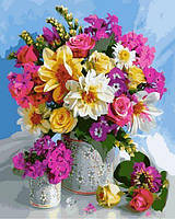 Картина по номерам 40х50 см Babylon Яркие цветы в большой и маленькой вазах (VP 804)