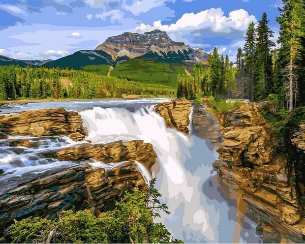 Картина за номерами 40х50 см Babylon Водоспад Санвапта - Національний парк Джаспер Альберта, Канада (VP, фото 1