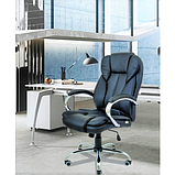 Офісне крісло керівника Richman Гранде чорний кожзам хром, фото 6