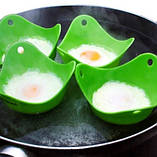 Формочка для яєць пашот салатова - розмір 9*6,5 см, силікон, фото 5