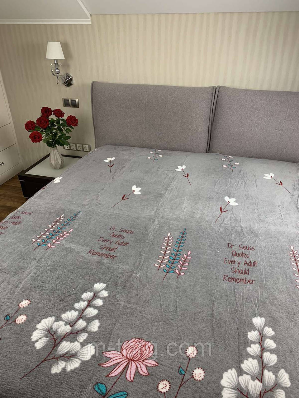 "Сірий" Плед полуторний 145/210, тканина мікрофібра