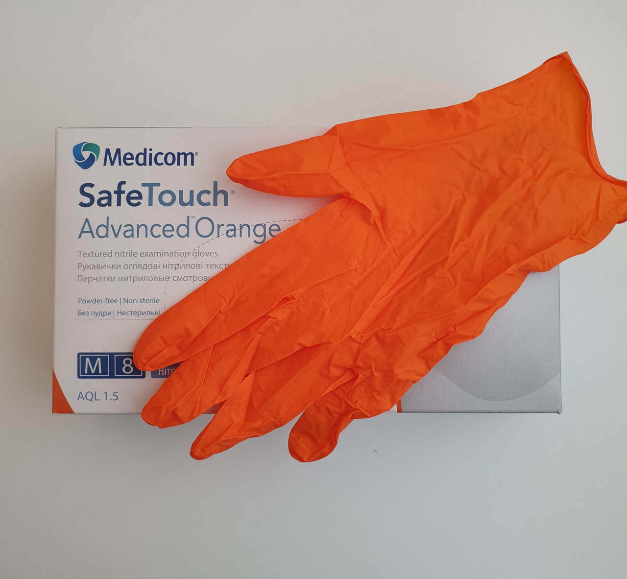 Помаранчеві рукавички з нітрилу (пл. 5 г/м2) Медиком SafeTouch Advanced Orange(100 шт)