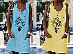 Стильне плаття міні " Льон кнопки кульбаба" Angelo Style