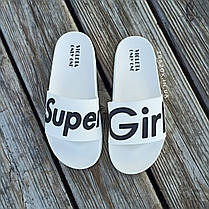 Super Girl білі Шльопанці гумові тапочки тапки жіночі пляжні шльопанці гумові тапочки білі, фото 3