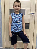 Дитяча безрукавка та бриджі з кишенями літня для хлопчика, літній комплект кольоровому хлопчику, фото 5