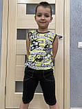 Дитяча безрукавка та бриджі з кишенями літня для хлопчика, літній комплект кольоровому хлопчику, фото 4