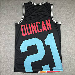 Чорна баскетбольна майка Duncan 21 San Antonio Spurs Mitchell & Ness NBA Big Face Тім Данкан джерсі