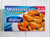 Маринованные мидии калибр 8-14 Diamir Mejillones an escabeche 115г (Испания)