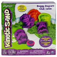 Пісок для дитячої творчості — KINETIC SAND DOGGY (фіолетовий, зелений, формочки, 340 г)