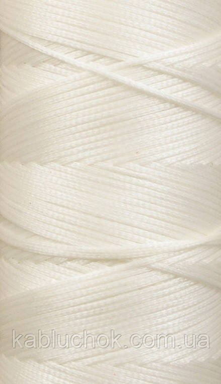 Нитка вощена, т 1 мм кв. білий (S000), плоский шнур 100 метрів, фото 1