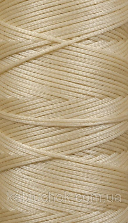 Нитка вощена, т 1 мм кв. світло-бежевий (S001), плоский шнур 100 метрів, фото 1