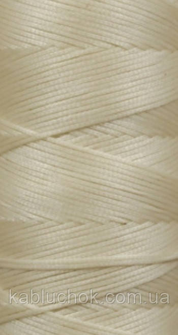 Нитка вощена, тому що 0.8 мм кв. молочний (S002), плоский шнур 100 метрів, фото 1