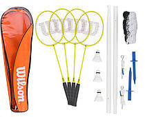 Набір для бадмінтону Wilson Tour Set ракетки, сітка, волани, стійки (WRT8754003)