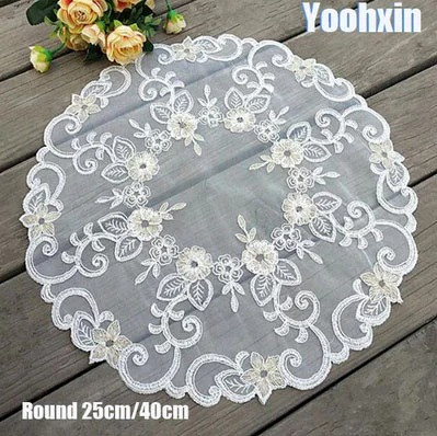 Серветка біла ажурна круглої форми, фото 1