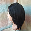 Перука з натурального волосся з моновставкой ручної роботи чорний MARTA-1В, фото 5