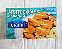 Мариновані мідії у власному соку калібр 14-18 Diamir Mejillones al natural 111г (Іспанія)