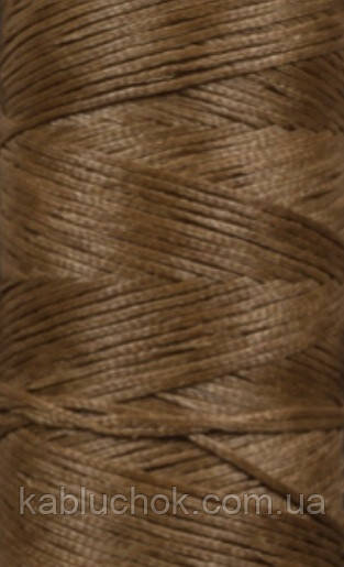 Нитка вощена, т 0.8 мм кв. коричневий (S013), плоский шнур 100 метрів, фото 1
