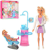 Кукла доктор (стоматолог) DEFA 8408-BF, 29см, шарнирная, дочка, мебель