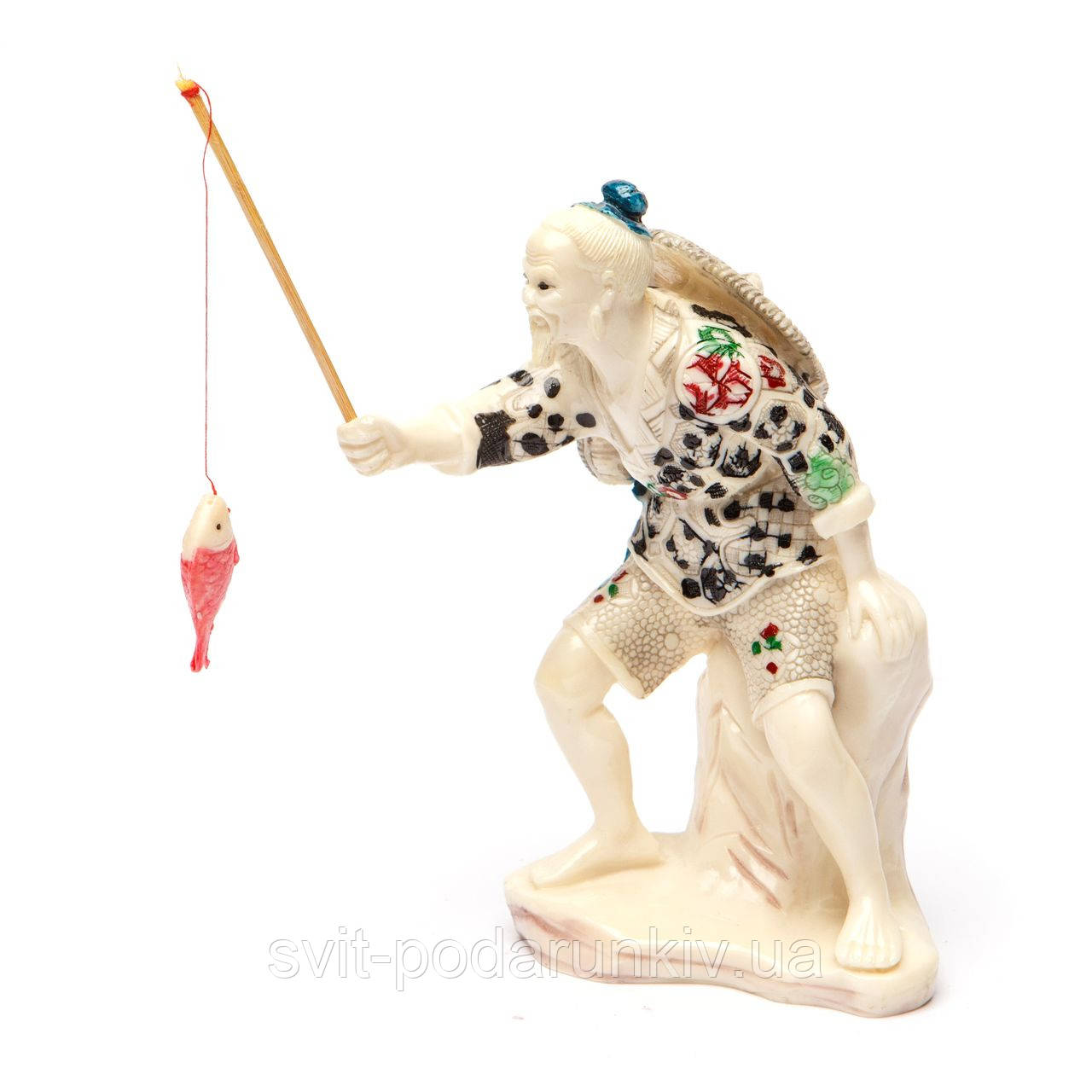 Статуетка рибалка, що зловився рибою фен шуй, позначає знання й перемогу , фото 1