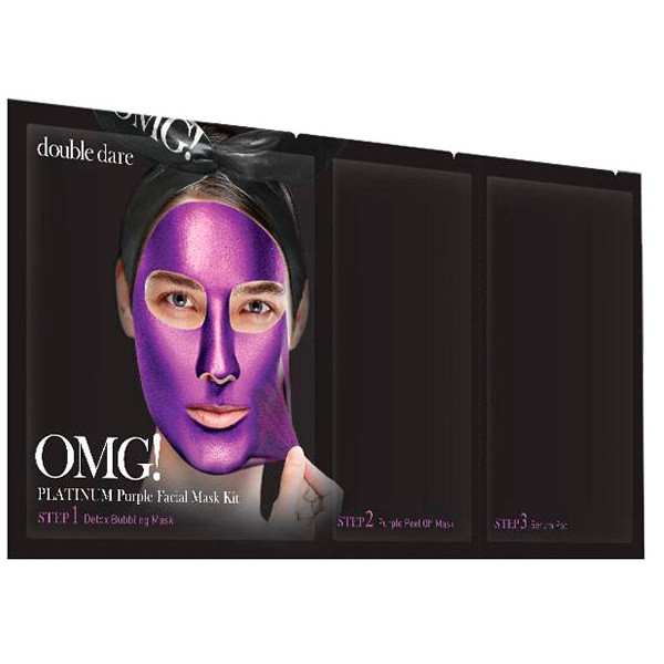 Трикомпонентний комплекс масок «Глибоке зволоження та релакс Double Dare OMG! Platinum Purple Facial Mask Kit