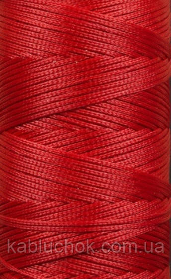 Нитка вощена, т 1 мм цв. червоний (S049), плоский шнур 100 метрів, фото 1