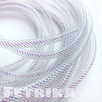 Трубчастий регілін 8 мм білий з люрексом