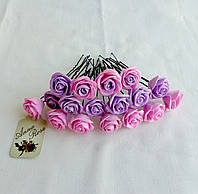 Набор Шпилек для волос ручной работы "Розочки Розовые и Сиреневые"