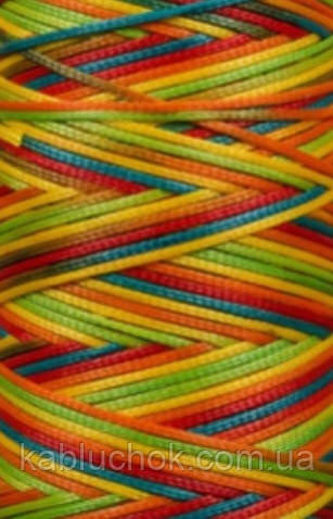 Нитка вощена, т 1 мм цв. різнобарвний (S063), плоский шнур 100 метрів, фото 1
