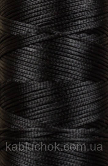 Нитка вощена, 1 мм цв.чорний (S999), плоский шнур 100 метрів, фото 1