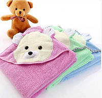 Детское махровое полотенце с капюшоном уголок для купания 75х85 см