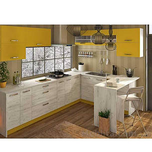 Кухня кутова «Шарлотта» | колір: дуб крафт білий / жовтий Sokme, фото 2