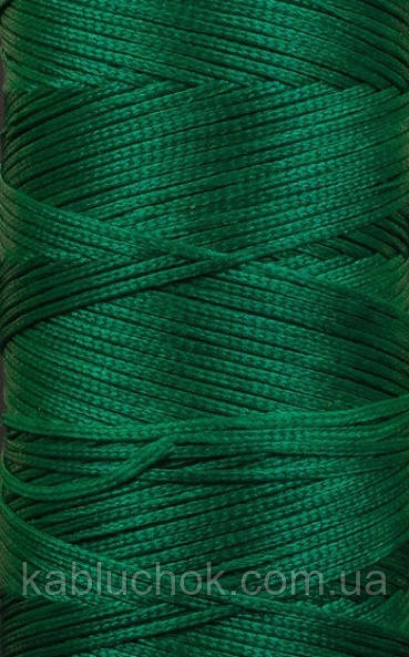 Нитка вощена, т 1 мм цв.зелений (S035), плоский шнур 100 метрів, фото 1