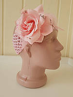 Повязка на голову розовая с цветком Kapriss