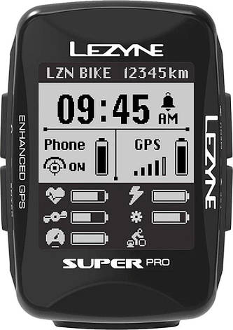 Велокомп'комп'ютер LEZYNE SUPER PRO GPS чорний Y13, фото 1