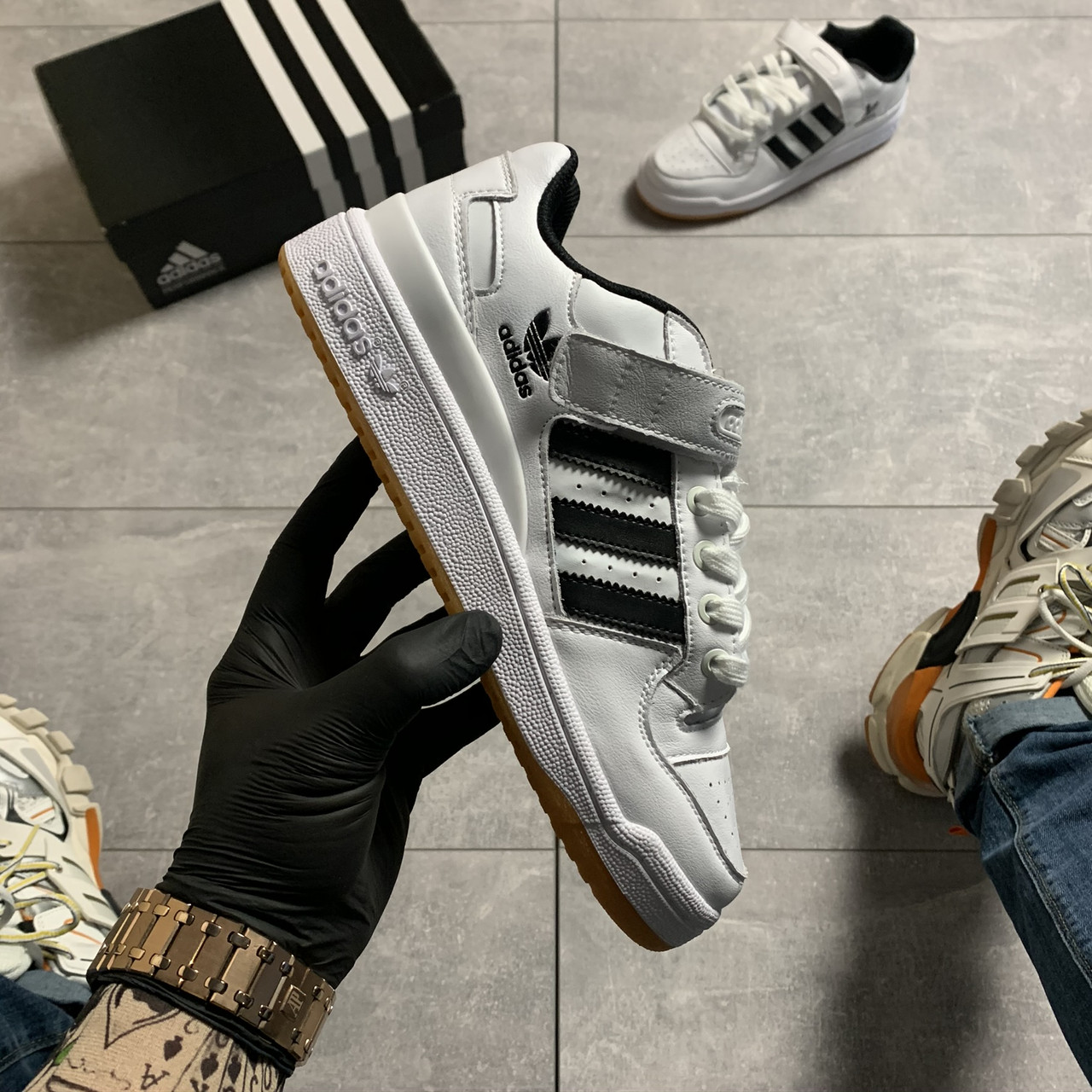 Чоловічі кросівки Adidas Forum Mid White Black, чоловічі кросівки адідас форум, фото 1