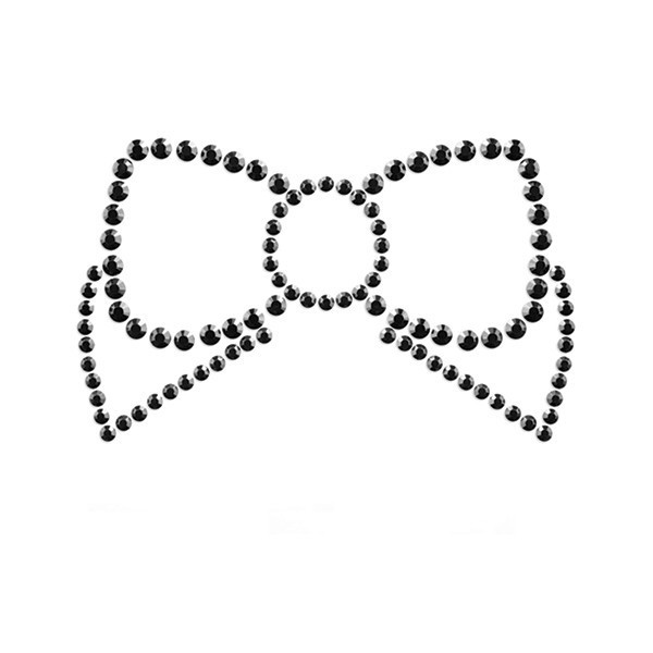 Стікіні на груди зі стразами Mi Mi Bow Bijoux Indiscrets чорний Talla, фото 1