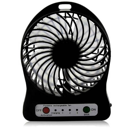 Вентилятор настільний \ портативний Mini Fan з акумулятором 18650, Чорний (живі фото), фото 2