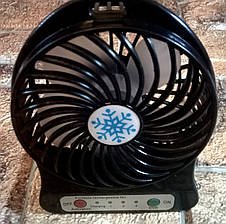 Вентилятор настільний \ портативний Mini Fan з акумулятором 18650, Чорний (живі фото), фото 2