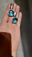 Масивнісрібряні сережки з блакиним каменем