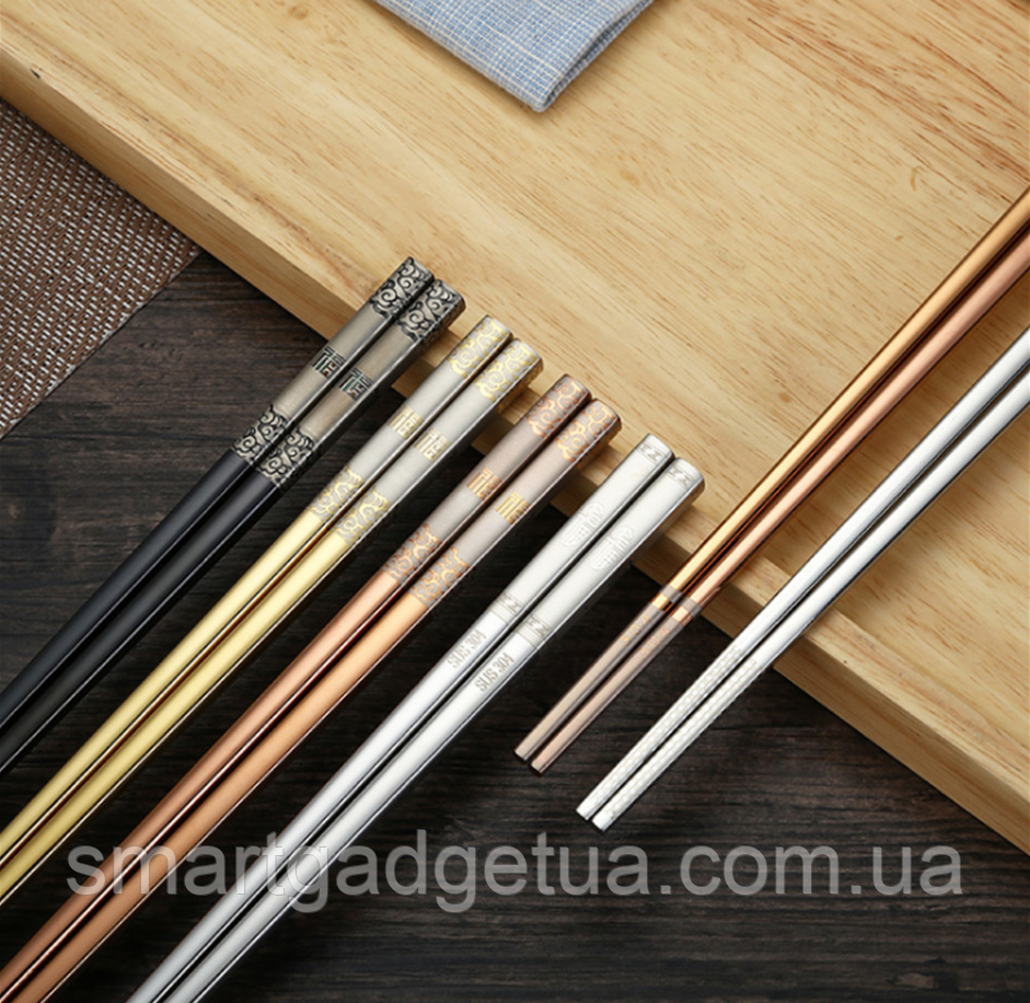 Уцінка! Багаторазові Китайські Корейські Японські Палички Для їжі, Суші, Роллів з візерунком, фото 1