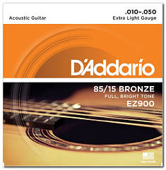 Струни для акустичної гітари D'ADDARIO EZ900 85/15 BRONZE EXTRA LIGHT (10-50)