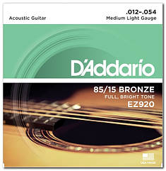 Струни для акустичної гітари D'ADDARIO EZ920 85/15 BRONZE MEDIUM LIGHT (12-54)