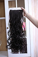 Волнистые трессы (волосы на заколках) 7 прядей 55 см термостойкие темно-каштановые