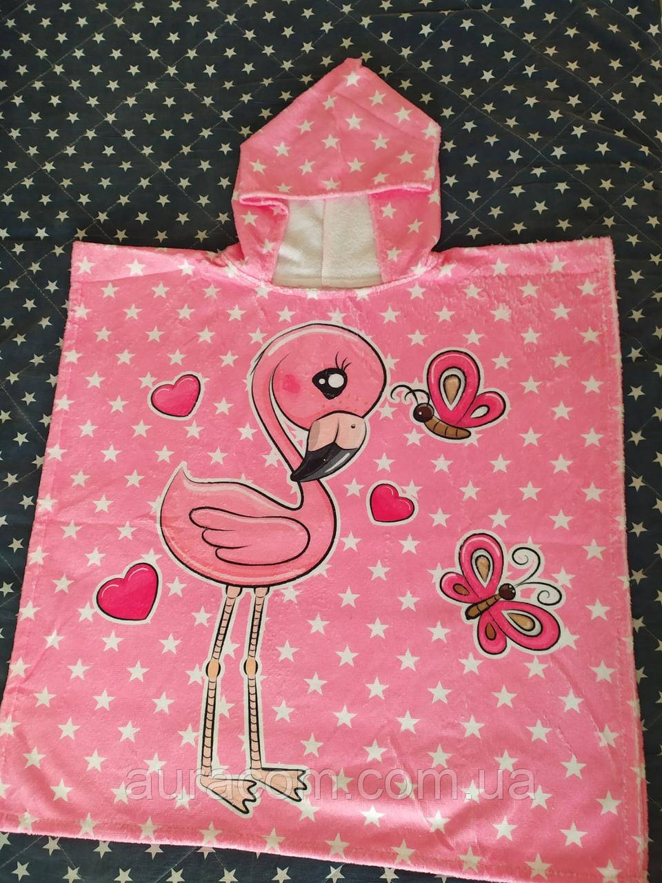 Розовое пончо для девочки, розовый фламинго, Турция - фото 6 - id-p1212556628