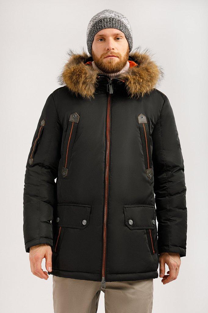 Пуховик чоловічий з хутром єнота Finn Flare W19-22013-200 чорний M