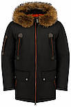 Пуховик чоловічий з хутром єнота Finn Flare W19-22013-200 чорний M, фото 5