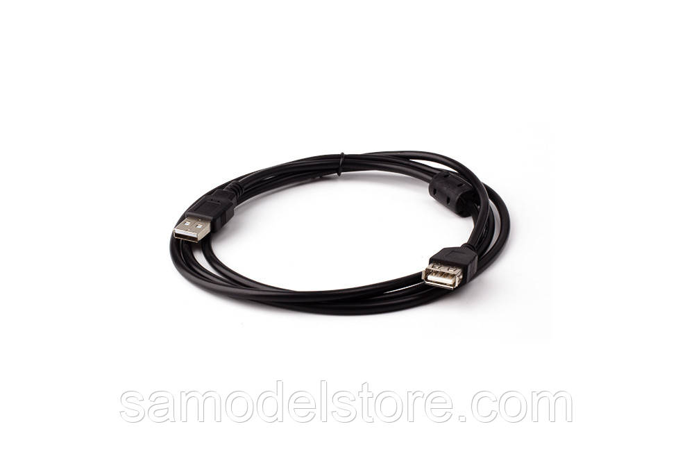 Подовжувач USB шт.A — гн. A 1,5 м. з фільтром, чорний, фото 1
