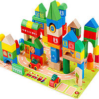 Деревянная игрушка Конструктор «Город», 118 дет., развивающие товары для детей.