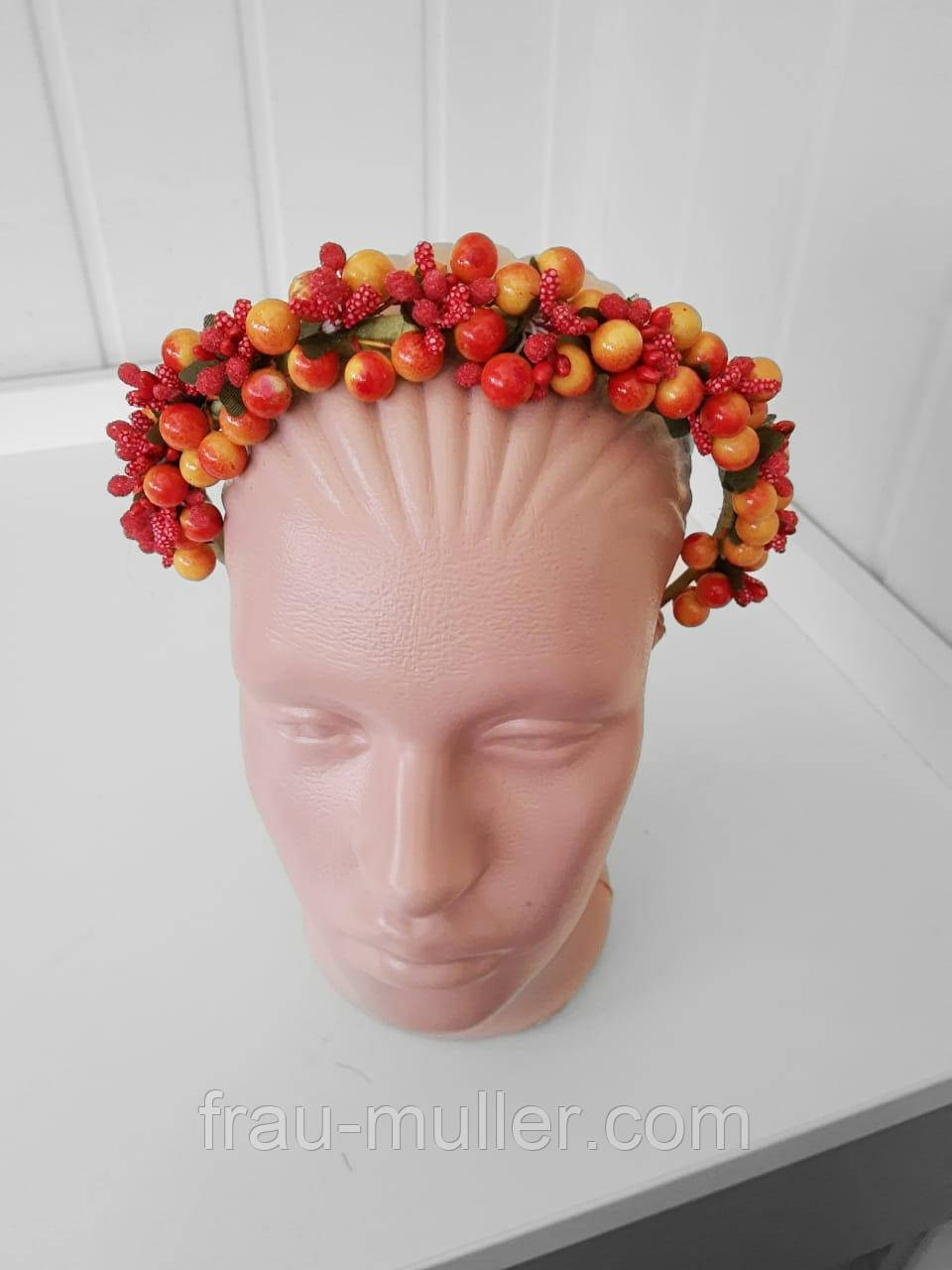 Вінок з жовтих ягід з малиновими ожинами на обручі Kapriss, фото 1