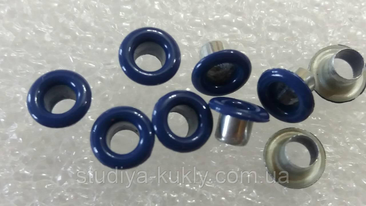 Люверс для ляльок. Синій. Діаметр капелюшка 6 мм. Діаметр ніжки 3 мм. №23, фото 1